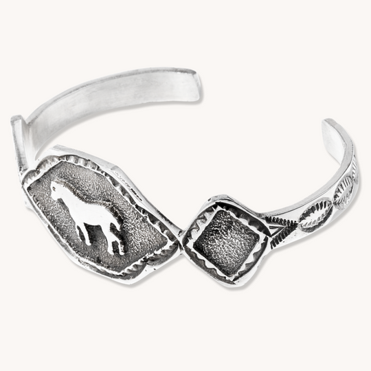 Hand-Stamped Horse Overlay Cuff Bracelet