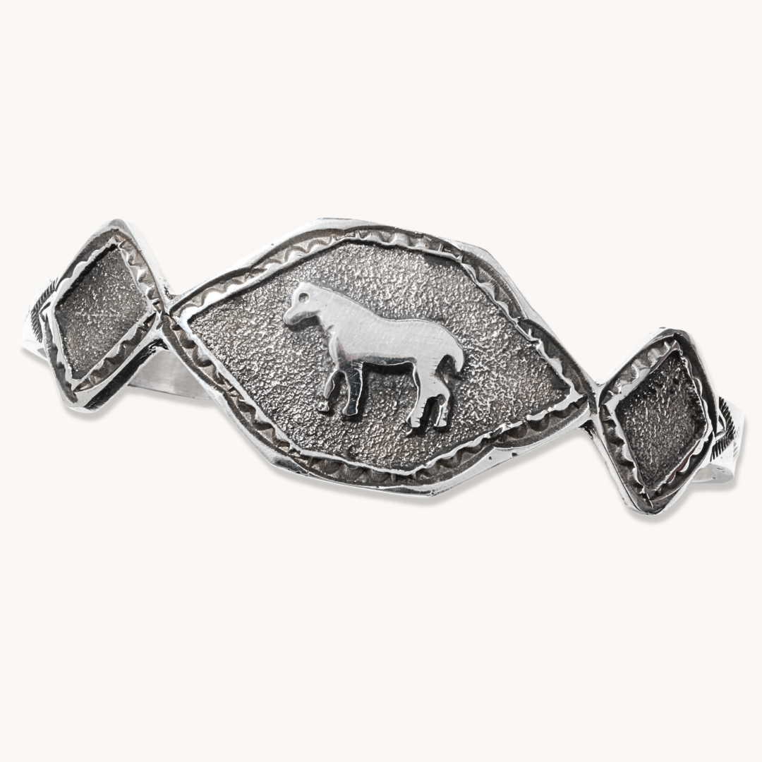Hand-Stamped Horse Overlay Cuff Bracelet
