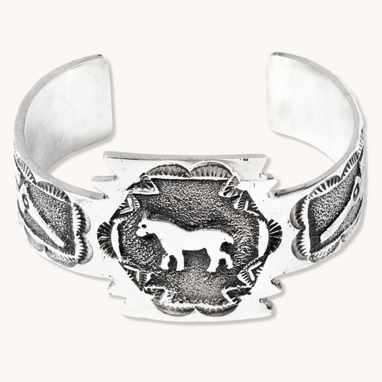 Hand-Stamped Horse & Feather Overlay Cuff Bracelet