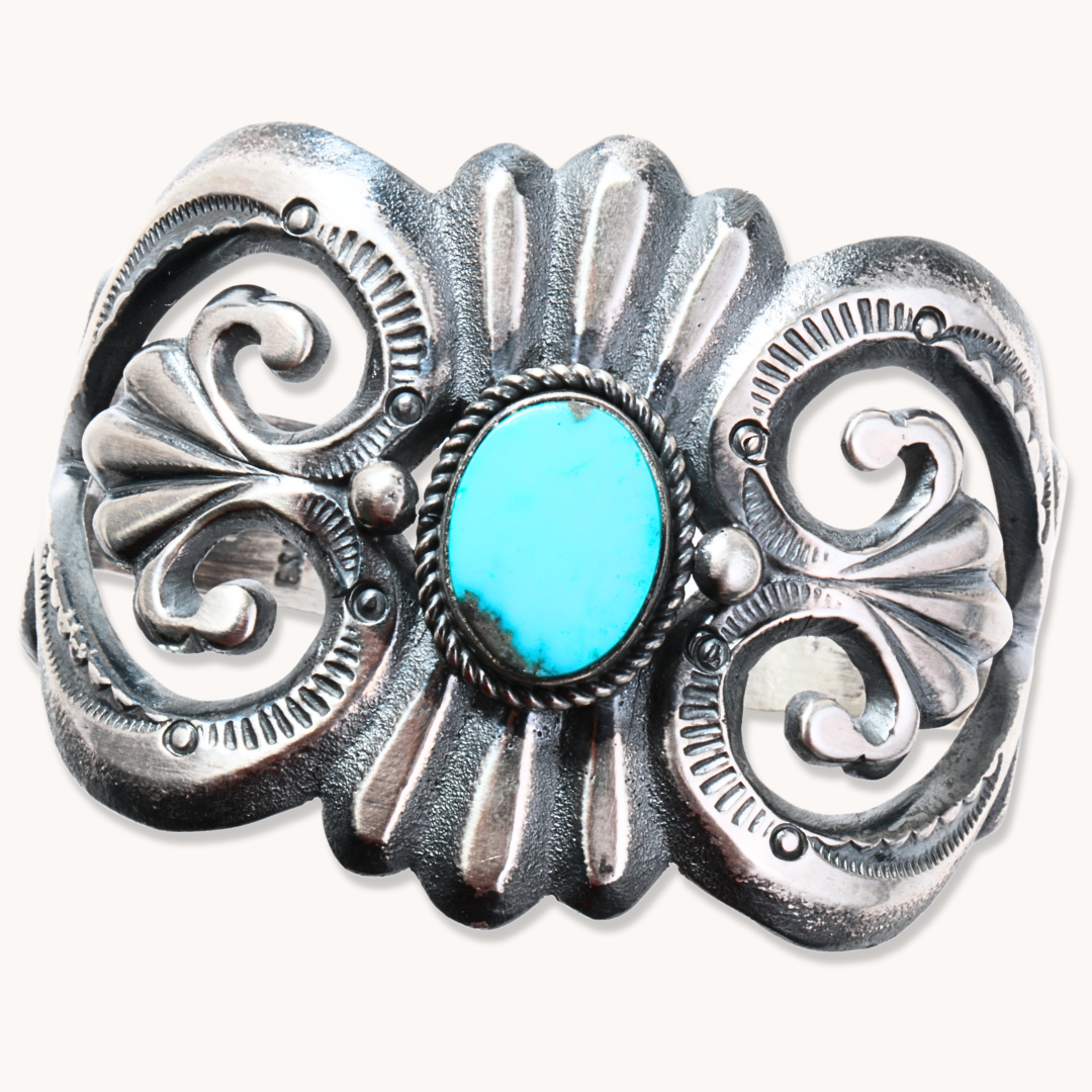 Sandcast Turquoise Cuff Bracelet