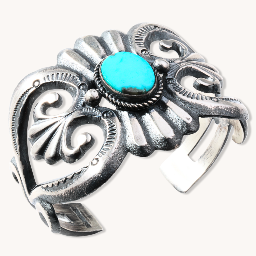 Sandcast Turquoise Cuff Bracelet