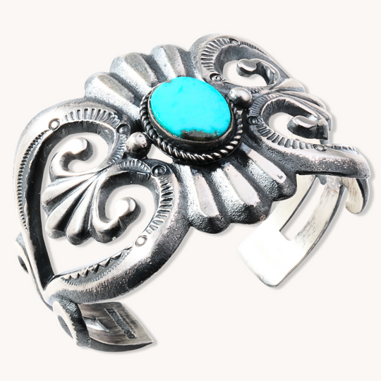 Sandcast Turquoise Cuff Bracelet