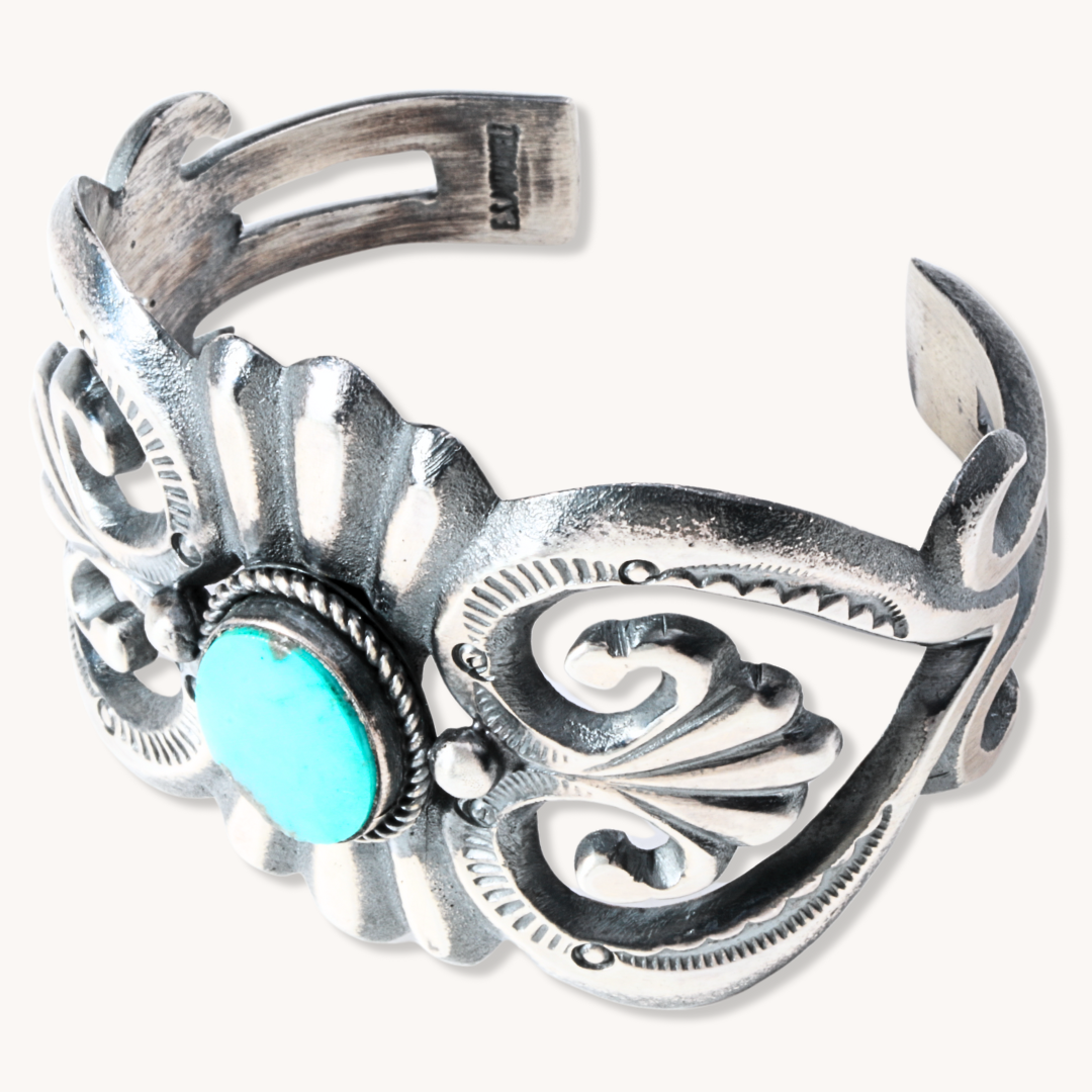 Sandcast Turquoise Cuff Bracelet