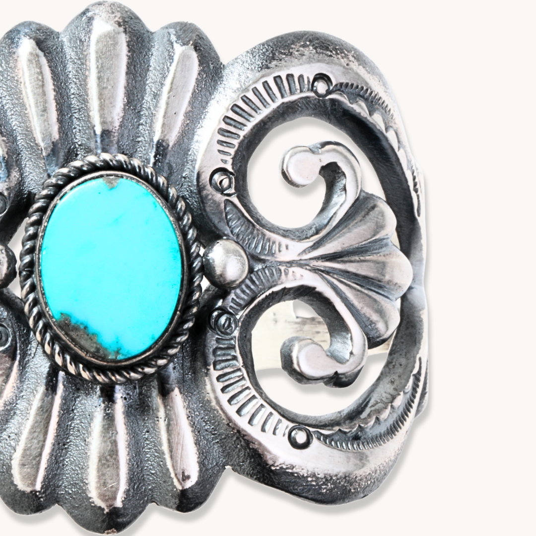 Sandcast Turquoise Cuff Bracelet
