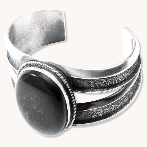 Silver-Sheen Obsidian Cuff Bracelet in Sterling Silver – T.Skies