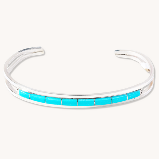 Dainty Turquoise Channel Inlay Bracelets