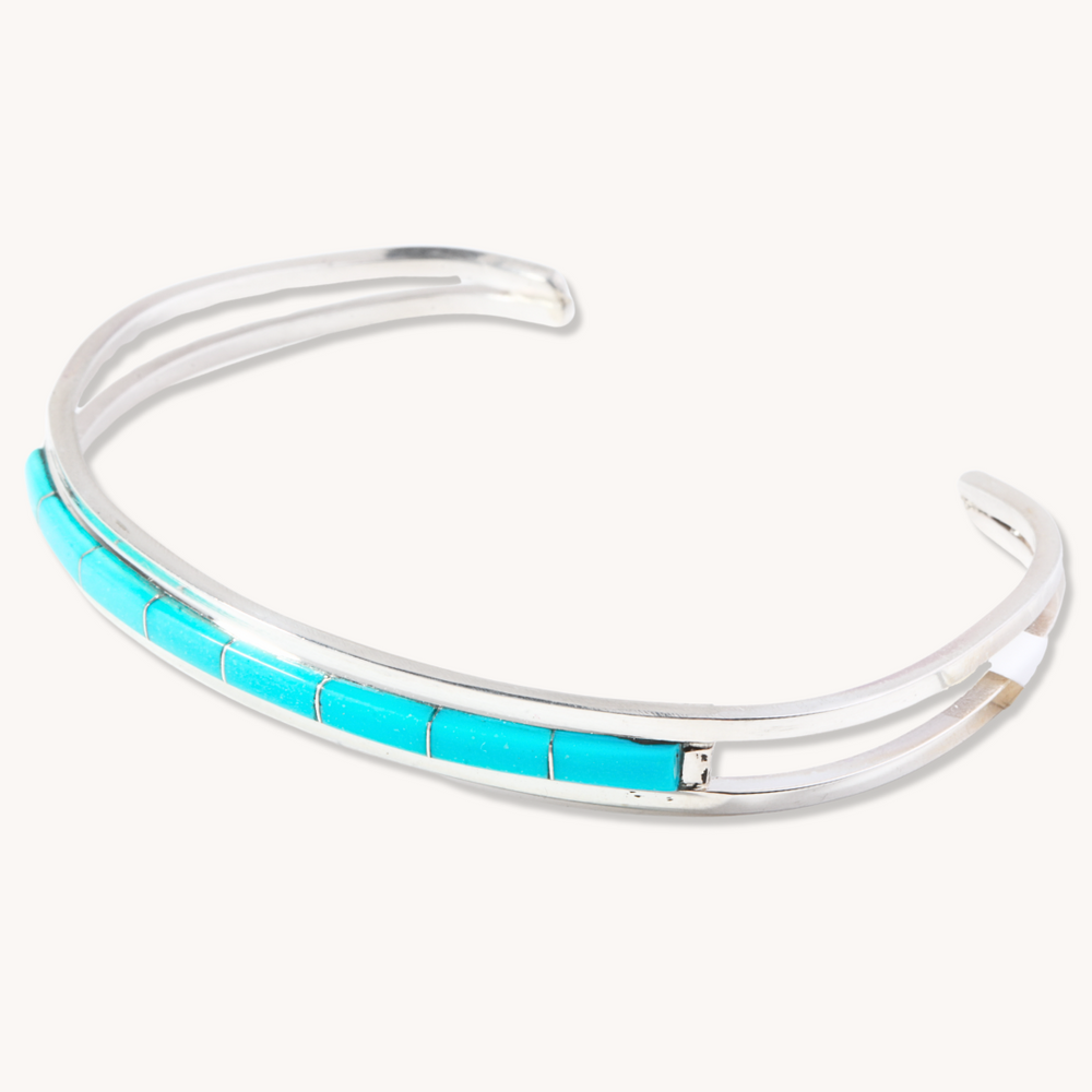 Dainty Turquoise Channel Inlay Bracelets