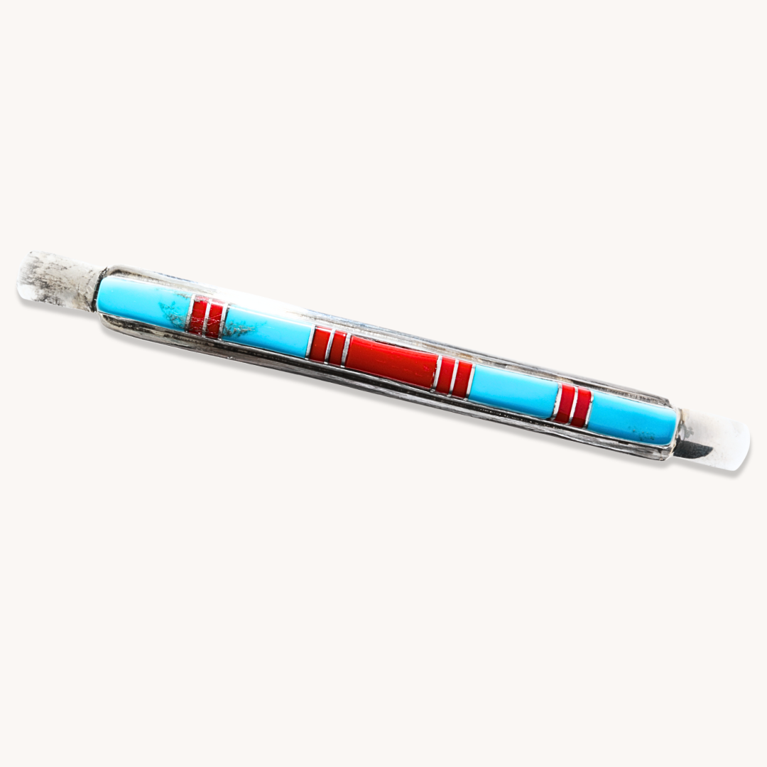 Turquoise & Coral Channel Inlay Bracelets
