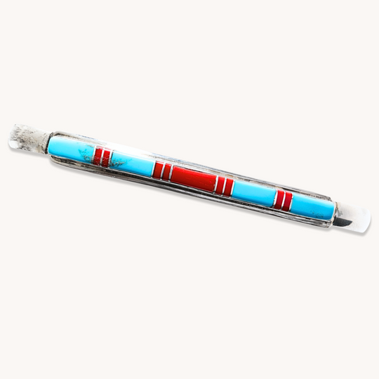 Turquoise & Coral Channel Inlay Bracelets