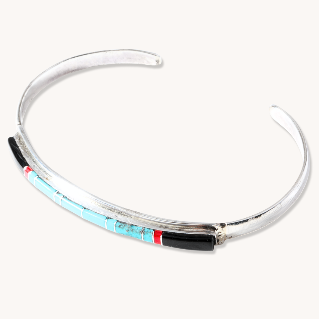 Turquoise & Coral Channel Inlay Bracelets