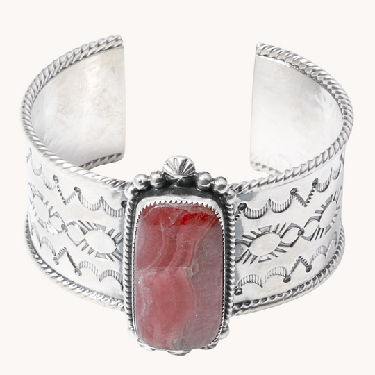 Rhodochrosite Wide Cuff Bracelet