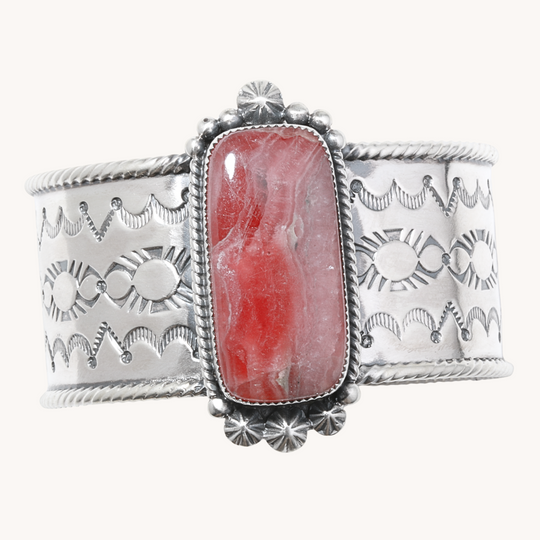 Rhodochrosite Wide Cuff Bracelet