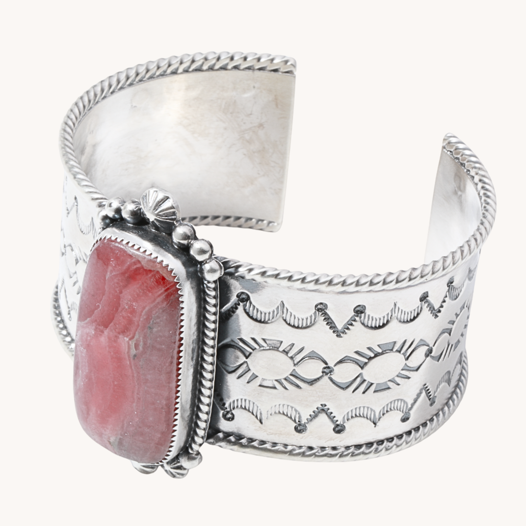 Rhodochrosite Wide Cuff Bracelet