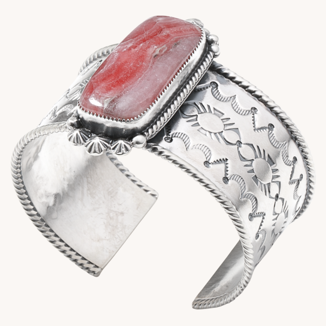 Rhodochrosite Wide Cuff Bracelet