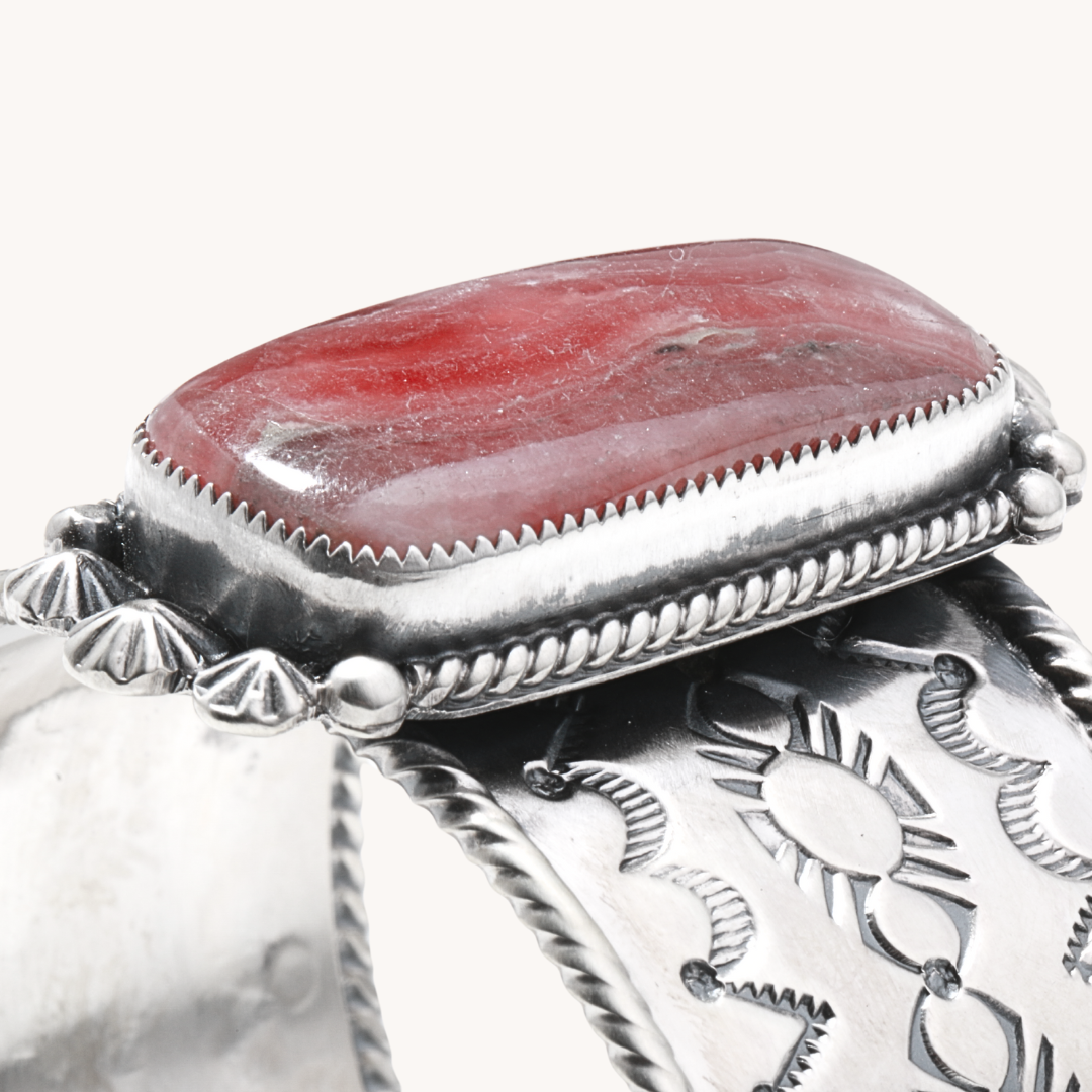 Rhodochrosite Wide Cuff Bracelet