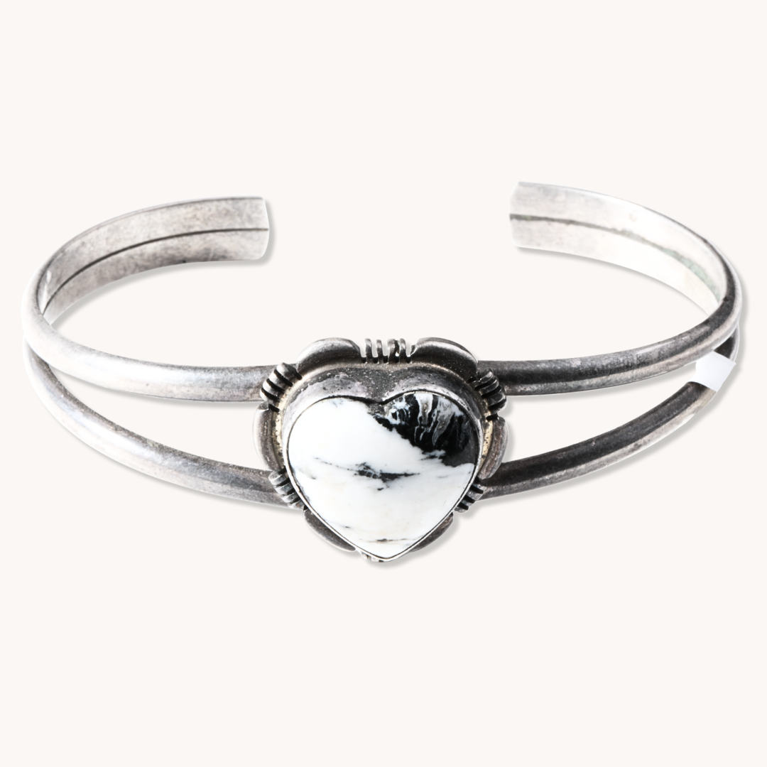 White Buffalo Heart Shank Bracelet