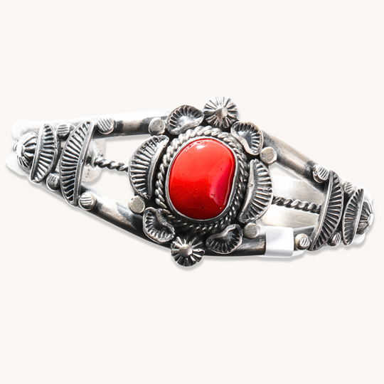 Coral Bracelet with Flanking Shield Accents