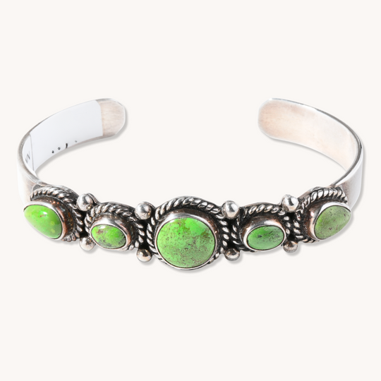 5-Stone Green Turquoise Cuff Bracelet