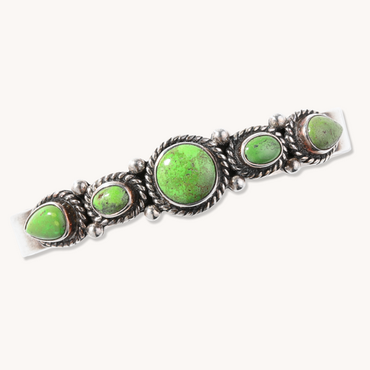 5-Stone Green Turquoise Cuff Bracelet
