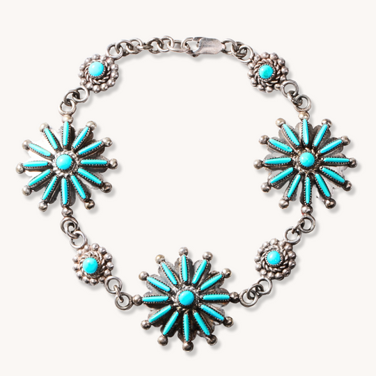Zuni Turquoise Inlay Chain Bracelet