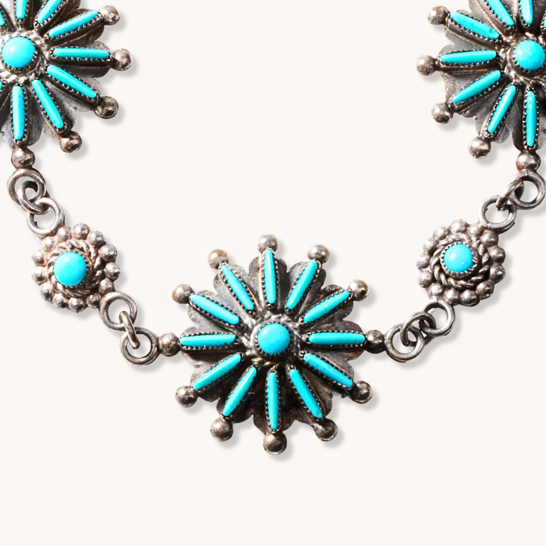 Zuni Turquoise Inlay Chain Bracelet