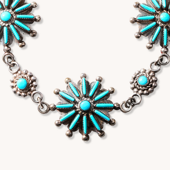 Zuni Turquoise Inlay Chain Bracelet