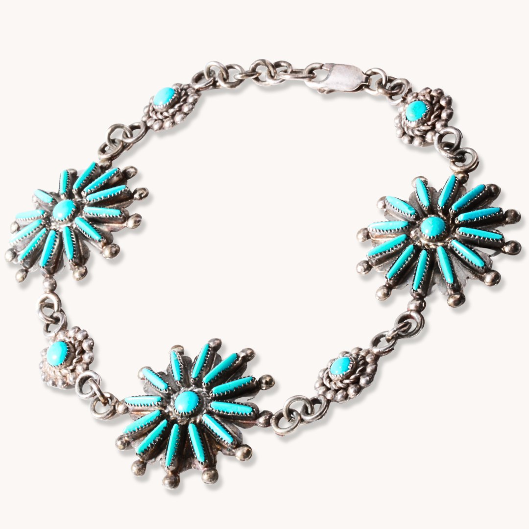 Zuni Turquoise Inlay Chain Bracelet