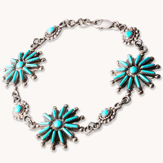 Zuni Turquoise Inlay Chain Bracelet