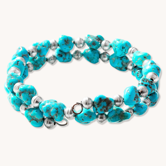 Turquoise and Navajo Pearl Beaded Wrap Bracelet