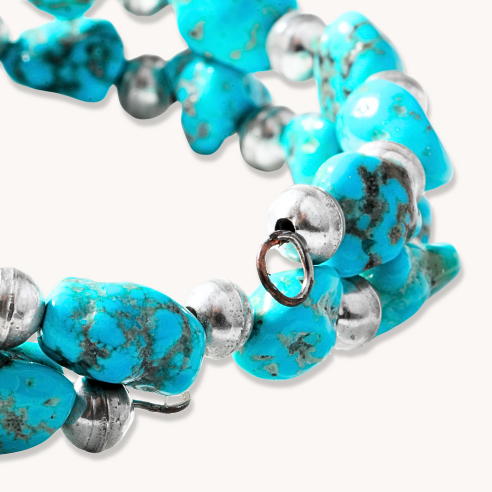 Turquoise and Navajo Pearl Beaded Wrap Bracelet
