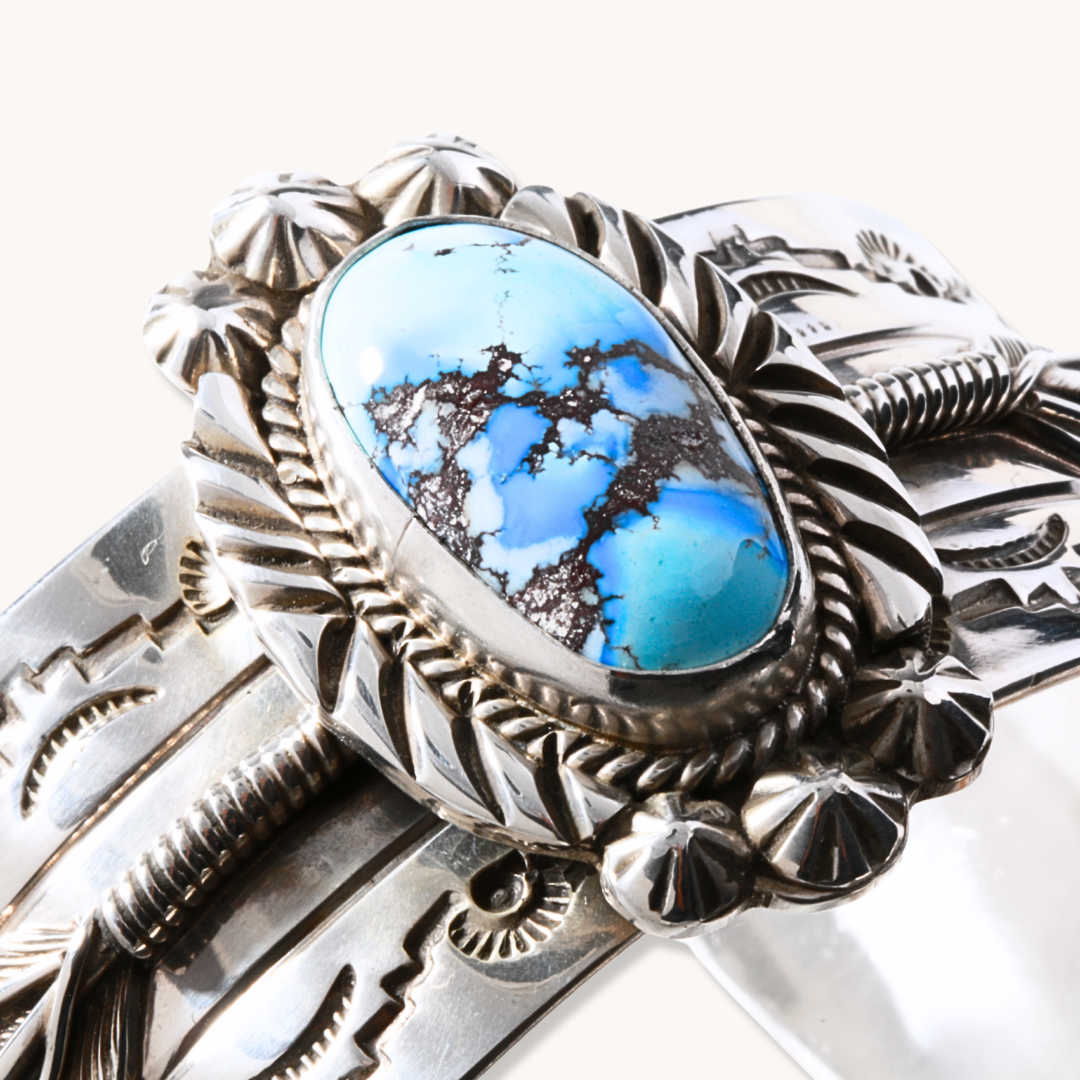 Hand-Stamped Golden Hills Turquoise Cuff Bracelets