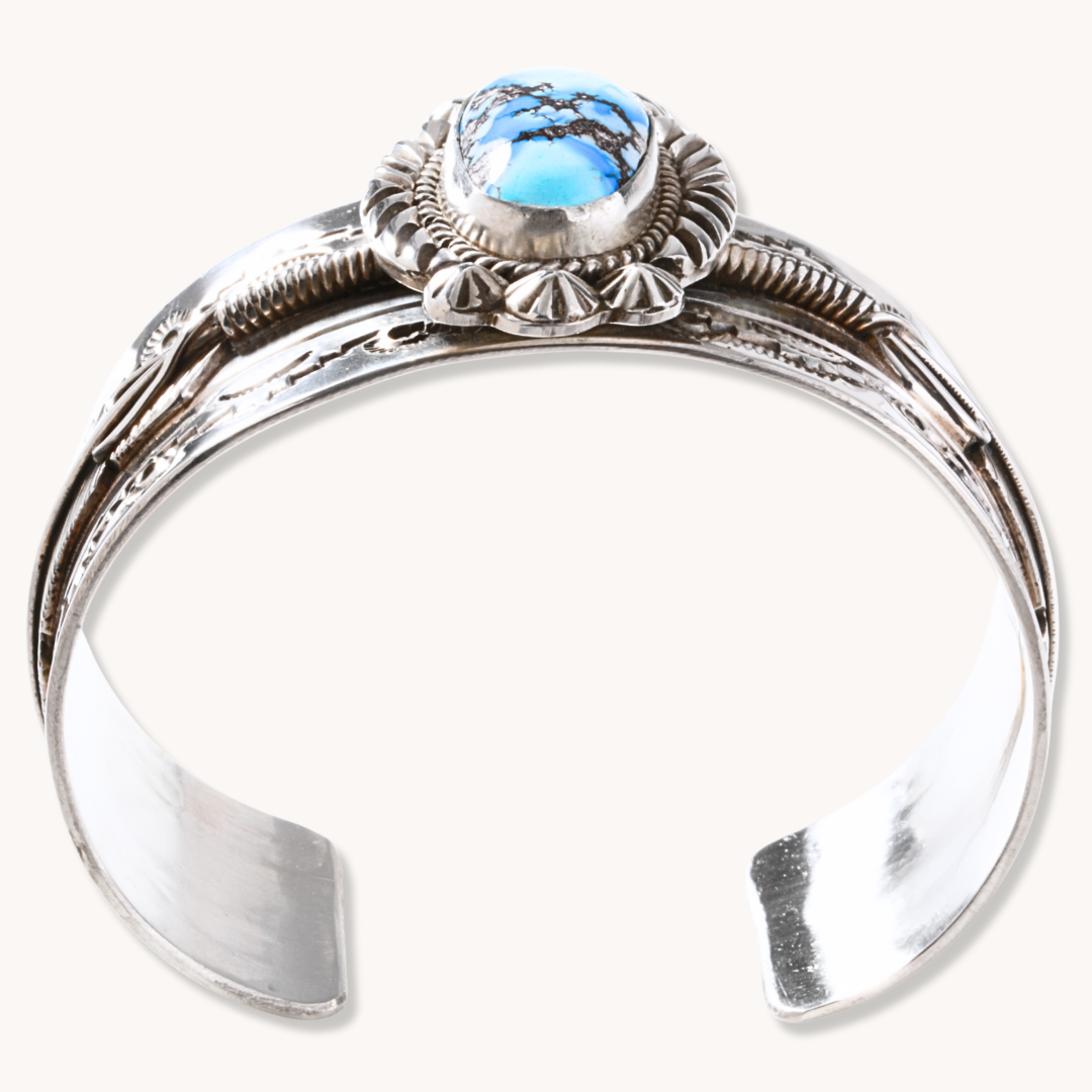 Hand-Stamped Golden Hills Turquoise Cuff Bracelets
