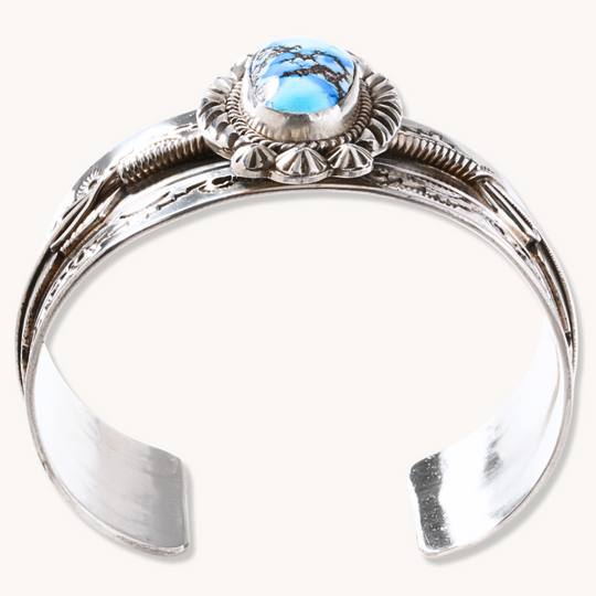 Hand-Stamped Golden Hills Turquoise Cuff Bracelets
