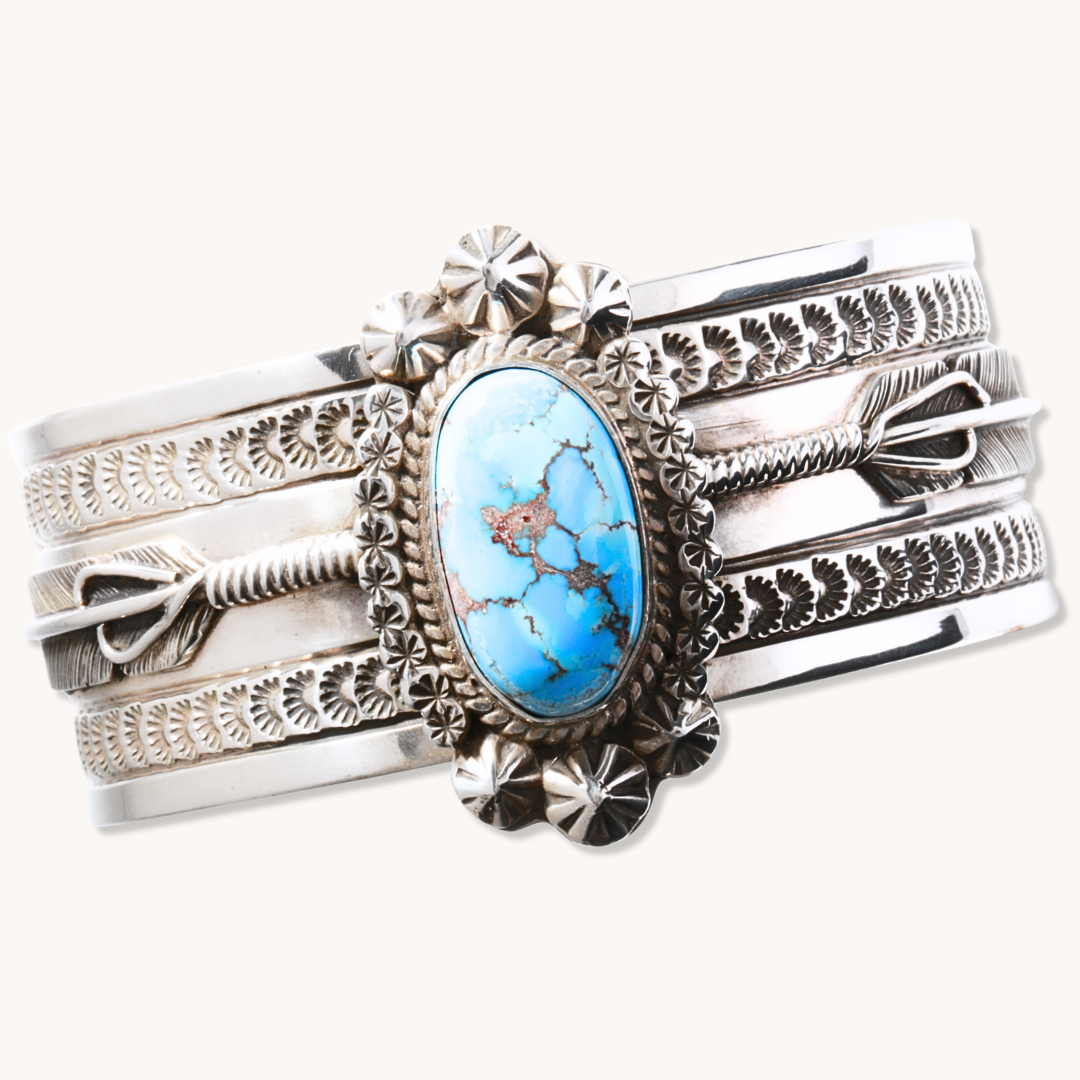Hand-Stamped Golden Hills Turquoise Cuff Bracelets