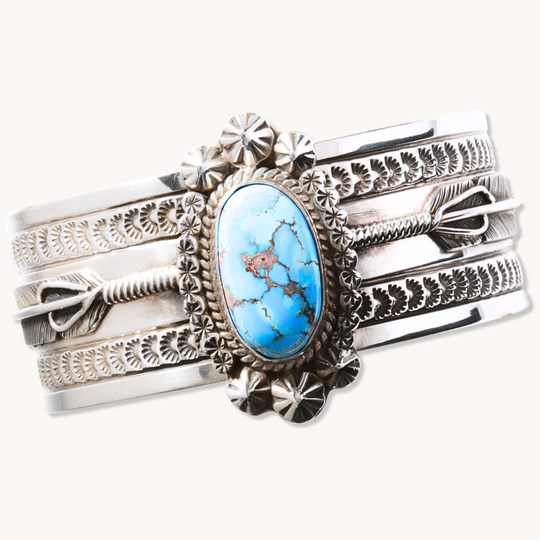Hand-Stamped Golden Hills Turquoise Cuff Bracelets