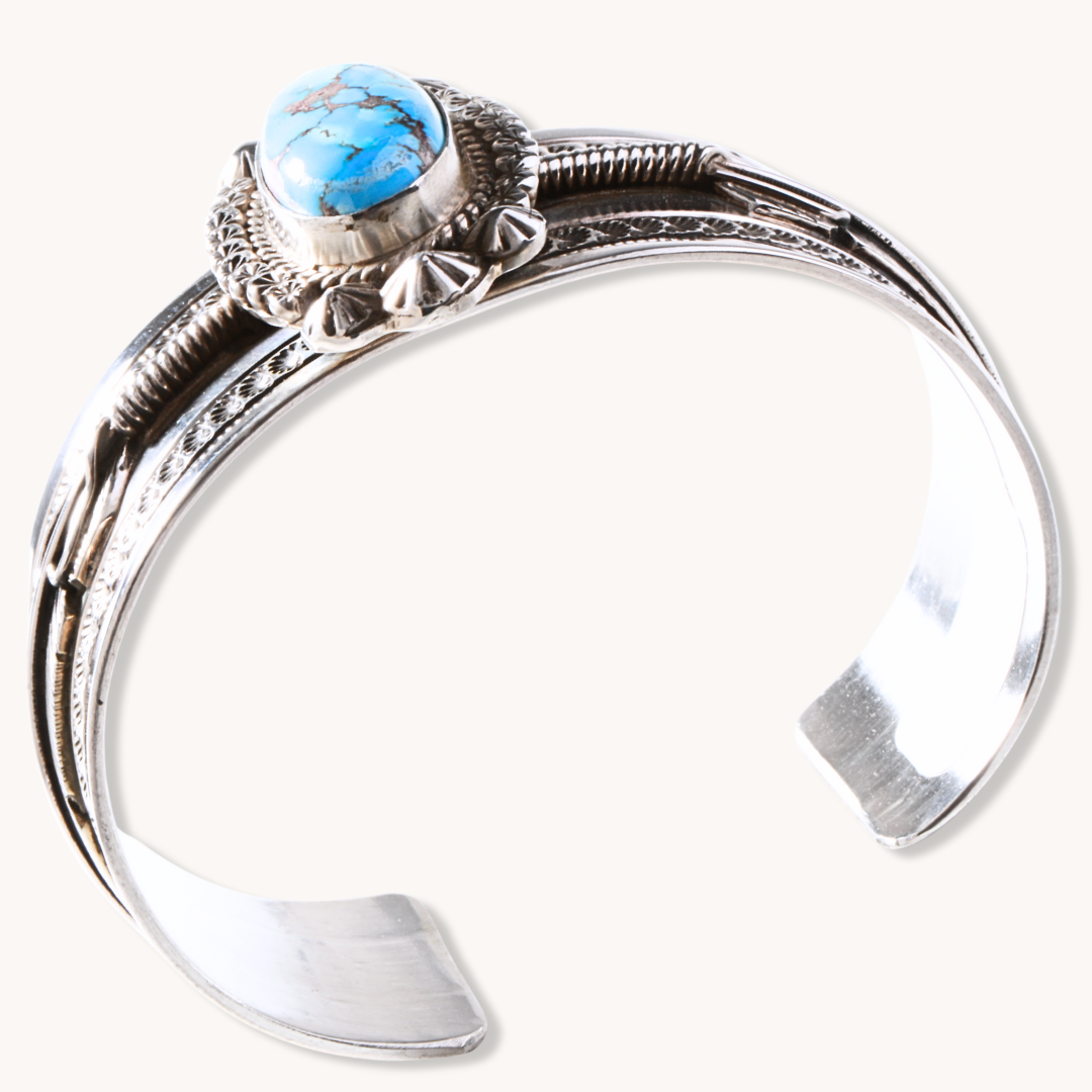 Hand-Stamped Golden Hills Turquoise Cuff Bracelets