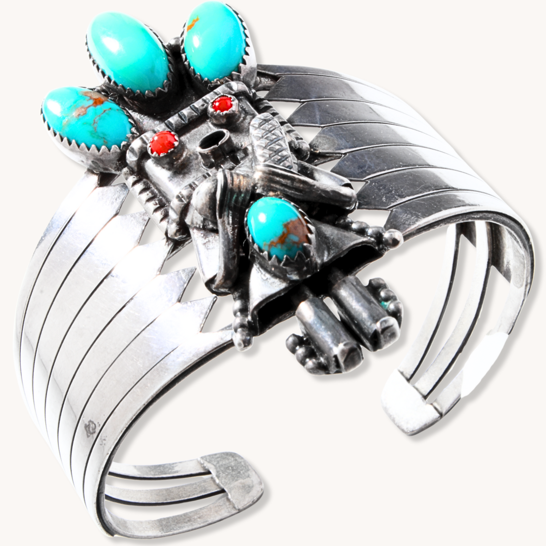 Vintage Pueblo Kachina Turquoise Bracelet