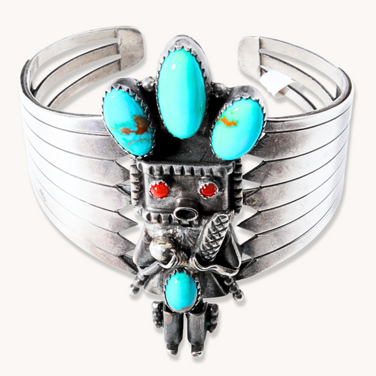 Vintage Pueblo Kachina Turquoise Bracelet