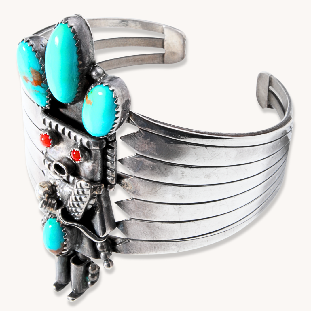 Vintage Pueblo Kachina Turquoise Bracelet