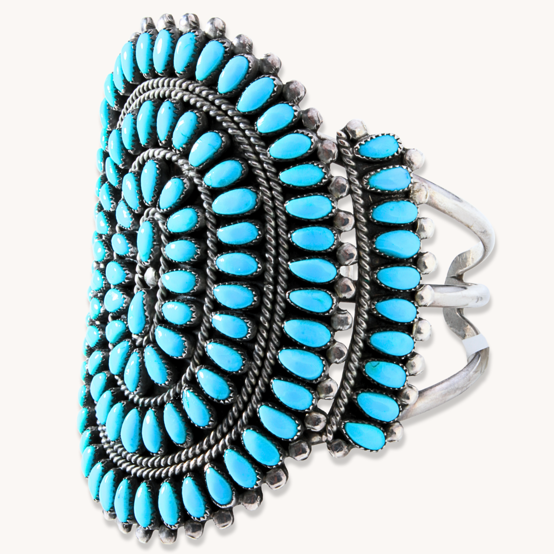 Classic Turquoise Cluster Cuff Bracelet