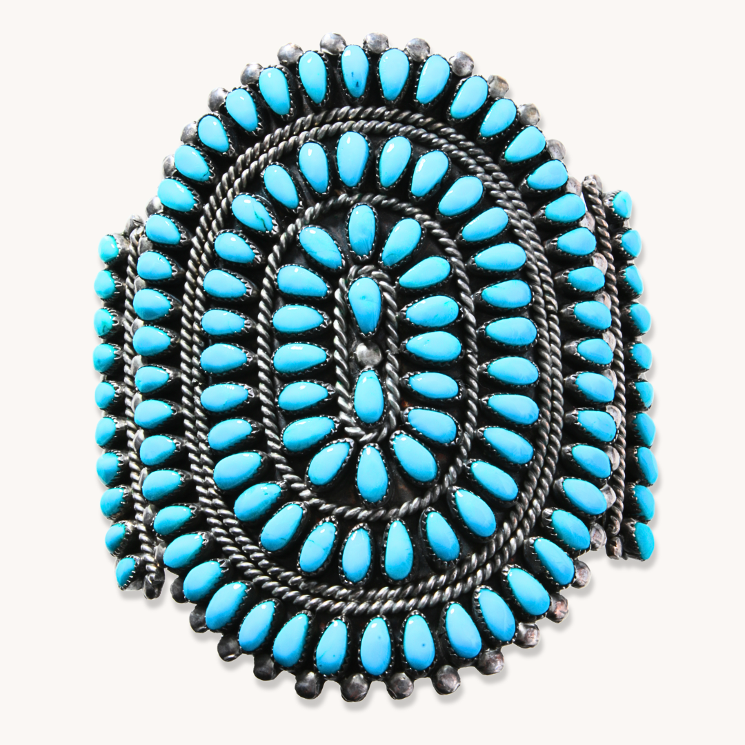 Classic Turquoise Cluster Cuff Bracelet