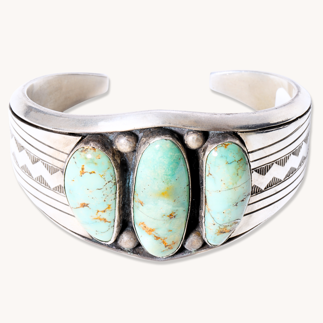 3-Stone Turquoise Cuff Bracelet