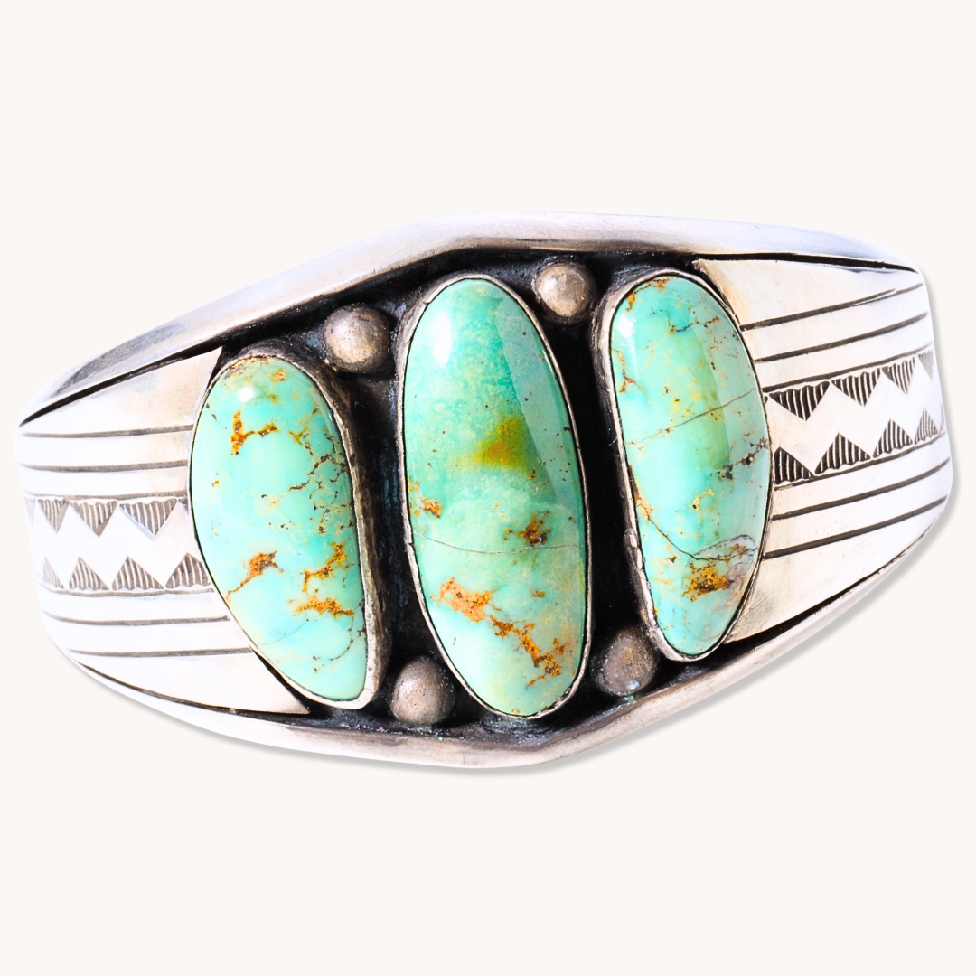 3-Stone Turquoise Cuff Bracelet