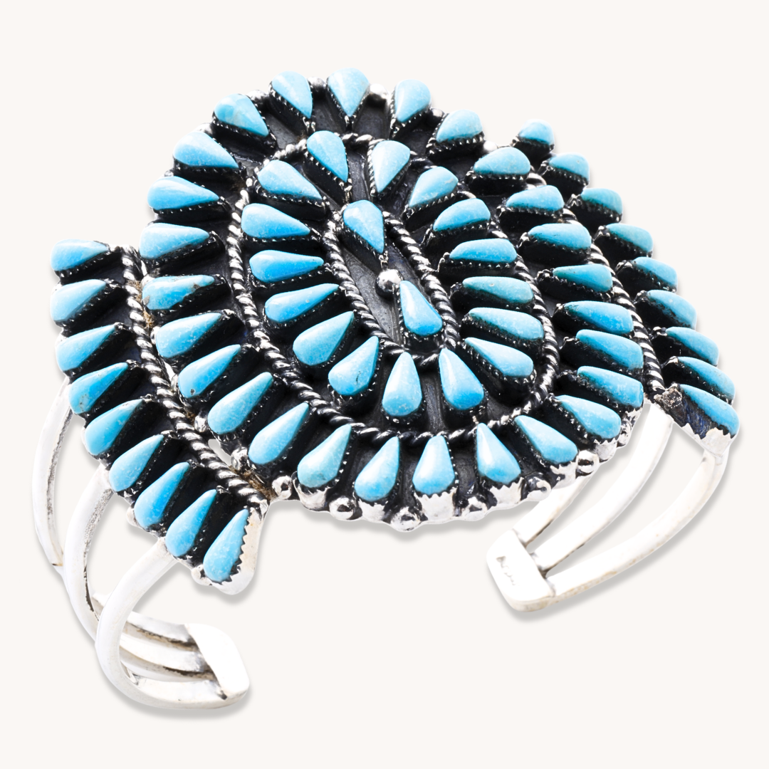 Classic Turquoise Cluster Cuff Bracelet