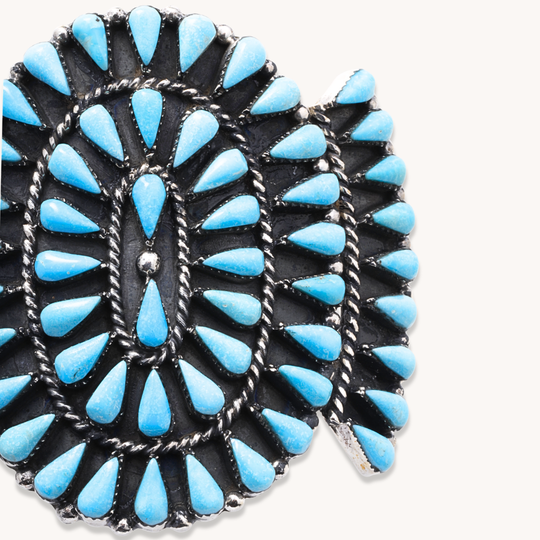 Classic Turquoise Cluster Cuff Bracelet