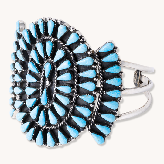 Classic Turquoise Cluster Cuff Bracelet