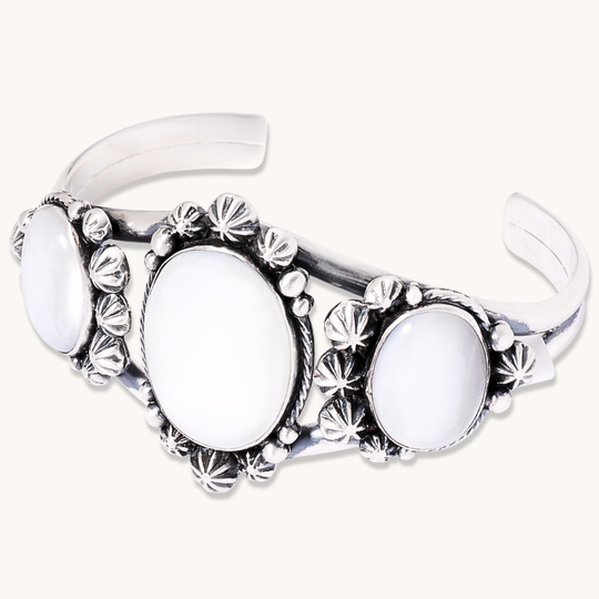 3-Stone Mother of Pearl Cuff Bracelet