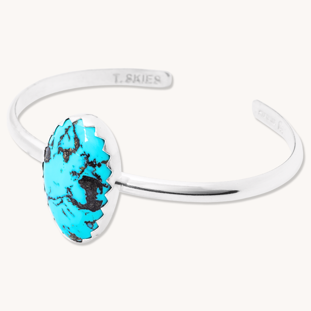 Turquoise Bracelets with Hand-Cut Bezel