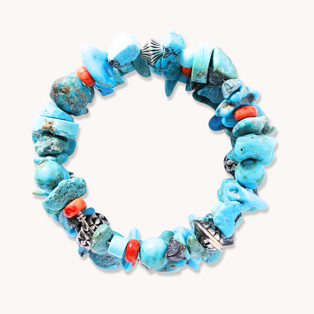 Turquoise and Spiny Oyster Wrap Bracelet