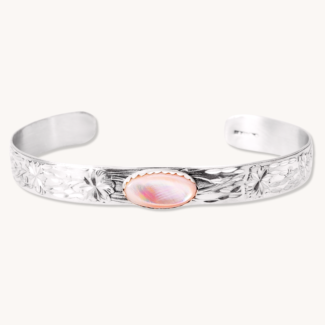 Hand-stamped Shell Cuff Bracelet